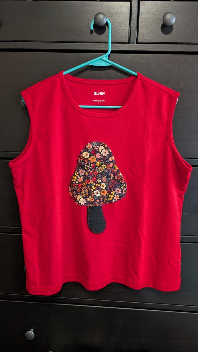 Red Upcycled Mushroom Tank Top