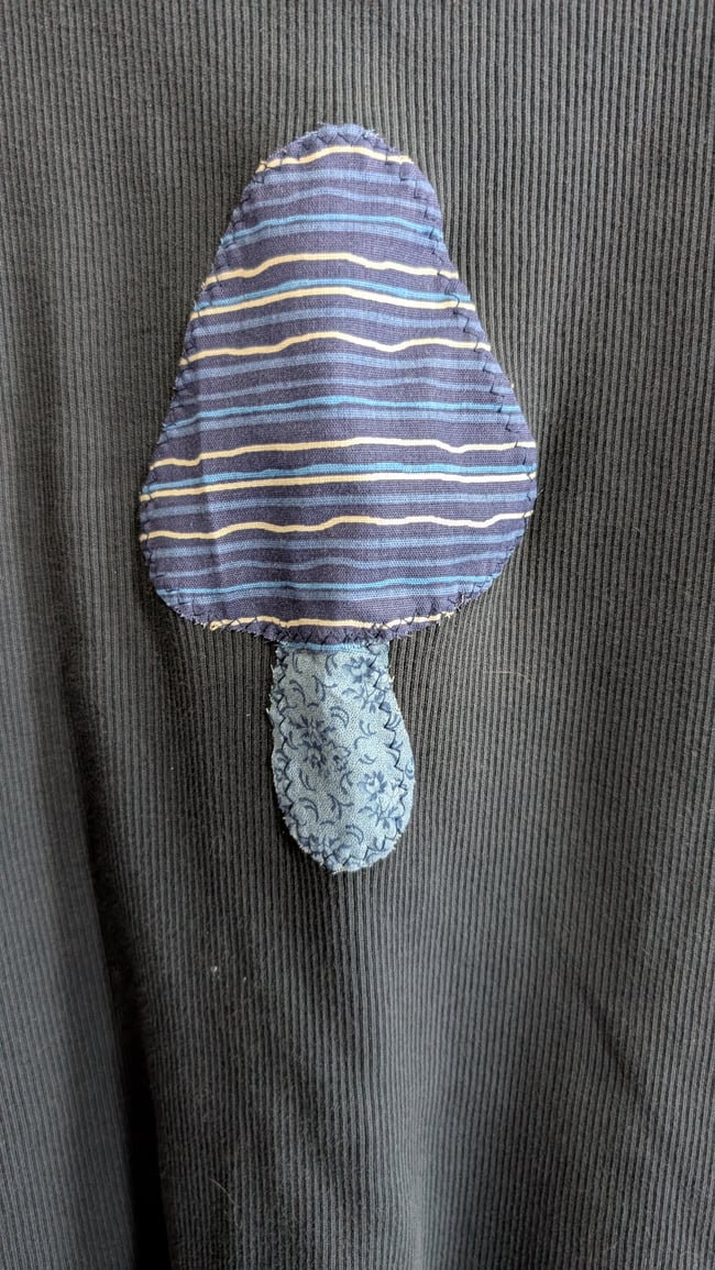 Navy Blue Upcycled Mushroom Ribbed Tank Top