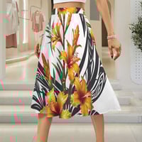 Image 4 of Women's Elastic Waist Maxi Skirt- Hibiscus with Torch Ginger Print