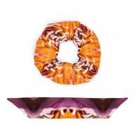 Image 6 of Summer Lily Two-Sided Hair Scrunchie - Orange/Purple