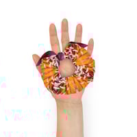 Image 5 of Summer Lily Two-Sided Hair Scrunchie - Orange/Purple