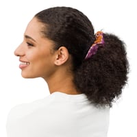 Image 3 of Summer Lily Two-Sided Hair Scrunchie - Orange/Purple