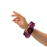 Image 9 of Summer Lily Two-Sided Hair Scrunchie - Orange/Purple