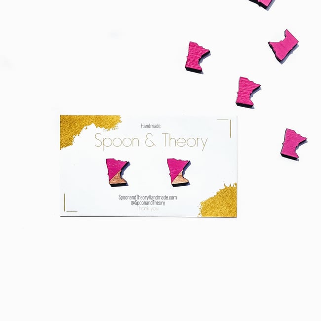 Hot Pink  Minnesota State Wood Studs 