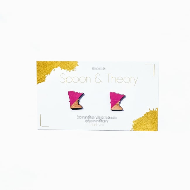 Hot Pink  Minnesota State Wood Studs 