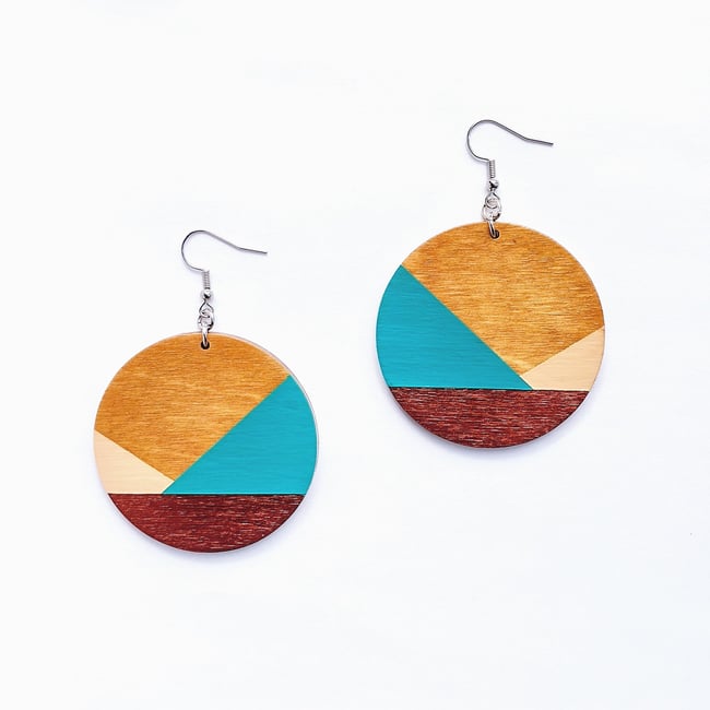 Mojave Colorblock Wood Earrings 