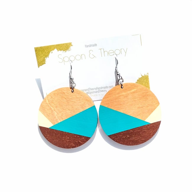 Mojave Colorblock Wood Earrings 