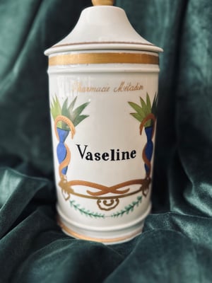 Image of Grand pot d'apothicaire en porcelaine de Limoges // "Vaseline"