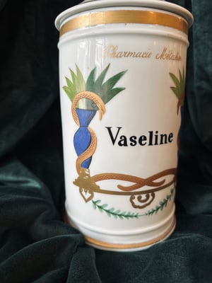 Image of Grand pot d'apothicaire en porcelaine de Limoges // "Vaseline"