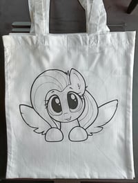 Image 1 of Hand-Printed Fluttershy Tote Bag