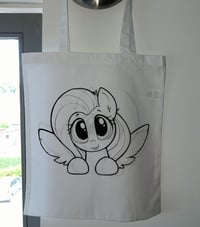 Image 3 of Hand-Printed Fluttershy Tote Bag