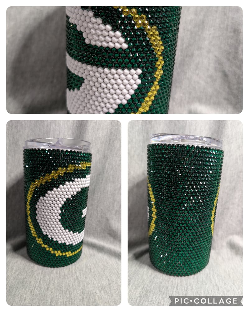 Image of 14 oz Green Bay Packers rhinestone tumbler