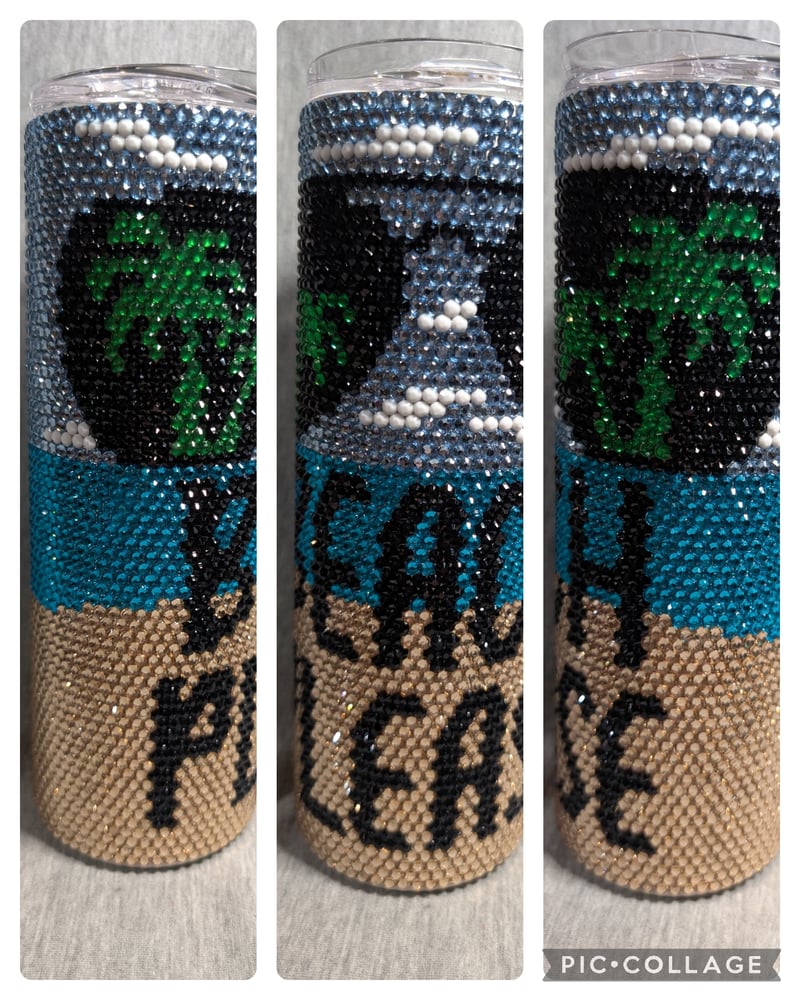 Image of Beach Please rhinestone tumbler