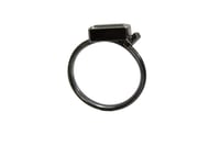 Image 4 of modern oxidised silver ring set with a crisp baguette-cut aquamarine in a clean, architectural desig