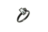 Image 2 of Oxidised silver ring set with a baguette-cut aquamarine in an architectural design 