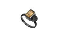 Image 2 of Oxidised Silver and Emerald cut Topaz Ring