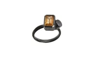 Image 1 of Oxidised Silver and Emerald cut Topaz Ring