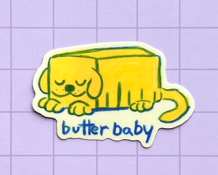 Image of Butter baby yellow dog vinyl sticker
