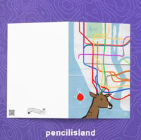 Image 3 of NYC Christmas Reindeer Subway Map Glossy 4x6 Greeting Card