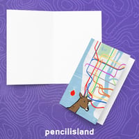 Image 4 of NYC Christmas Reindeer Subway Map Glossy 4x6 Greeting Card