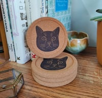 Image 1 of Black Cat Cork Coaster Set