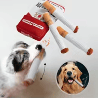 Image 1 of Giggle Sound Cigarette Dog Toys - 4-Piece Interactive Plush Set with Box for Dogs and Cats