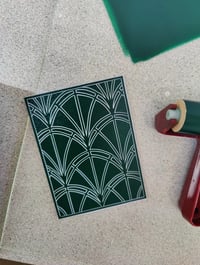 Image 3 of Art Deco Fan Pattern Linocut Card