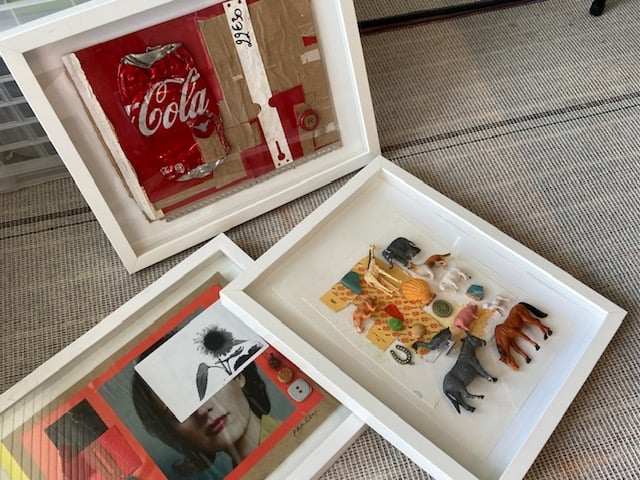 Image of Framed Found Object Collages 12" x 15"
