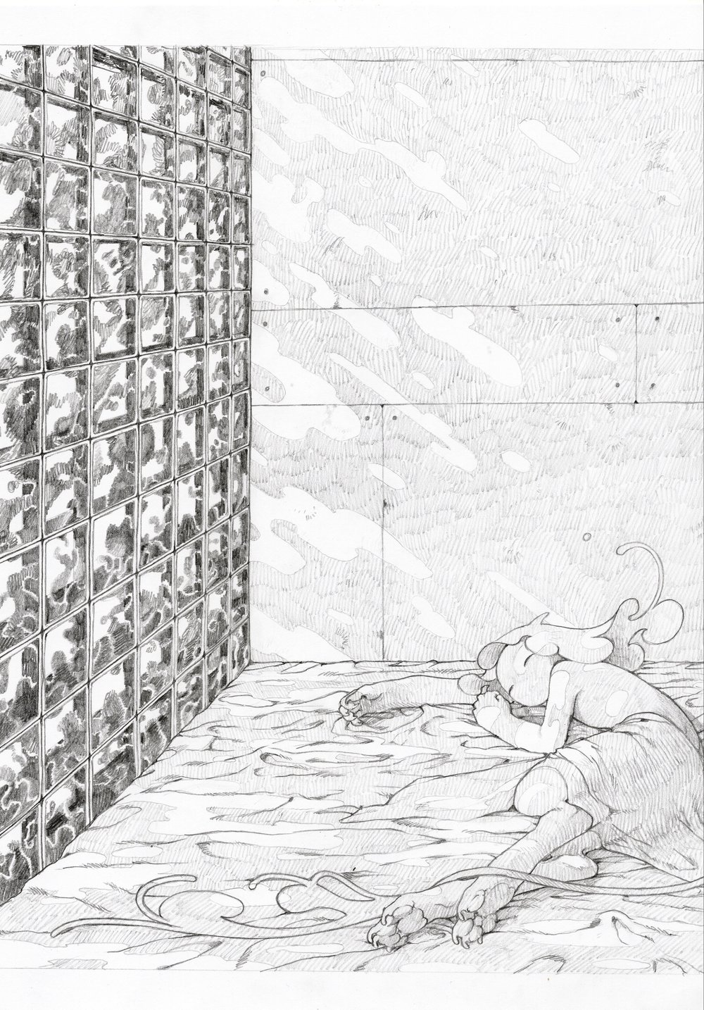 Image of « Peaceful nap » original graphite pencil artwork
