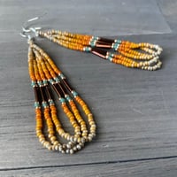 Image 1 of Orange seed beaded earrings
