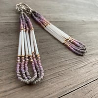 Image 1 of Gray Native American beaded earrings