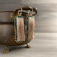Image 1 of Deer fur and turquoise beaded earrings - Ili Maaso - beadwork earrings