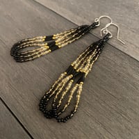Image 1 of Black and Gold Native American beaded earrings - seed beaded earrings