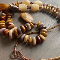 Image 2 of Mookaite and fossilized coral necklace - long Native American necklace