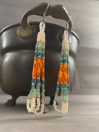 Image 2 of Tangerine spritz - beadwork earrings - seed beaded earrings
