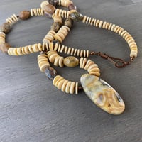 Image 2 of Crazy lace agate melon shell necklace 