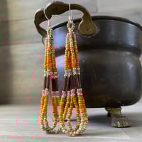 Image 2 of Orange seed beaded earrings