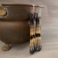 Image 2 of Black and Gold Native American beaded earrings - seed beaded earrings