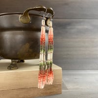 Image 2 of Summer breeze - Peach and Green beaded earrings