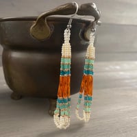 Image 3 of Tangerine spritz - beadwork earrings - seed beaded earrings