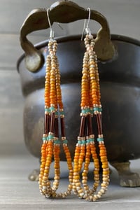 Image 3 of Orange seed beaded earrings