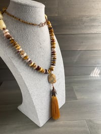 Image 4 of Mookaite and fossilized coral necklace - long Native American necklace