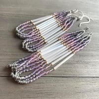 Image 4 of Gray Native American beaded earrings