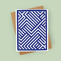 Image 1 of Abstract Lines Pattern Linocut Card