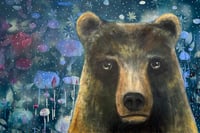 Image 1 of Original Painting on 36" x 24" Canvas "Wild Bear" by Sheila Cameron. Nevada City, CA Free US Ship...