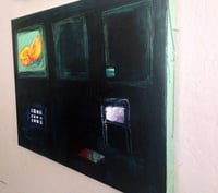 Image 4 of Original Painting  "Digital Dinner" by Sheila Cameron  24" x 18" on Canvas