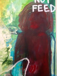 Image 5 of Large 24" x 36" Original Painting "Do Not Feed" red, deer, blue, abstract, nature