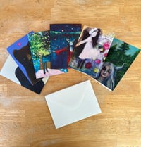 Image 5 of Set of 6 Note Cards. Box signed by the artist. Birds, Bears, Magical Women with Powerful Horns  B...