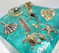 Image 3 of 14k solid gold Hawaiian design (wave, seashell , surfboard, monstera, mermade, turtle, starfish)