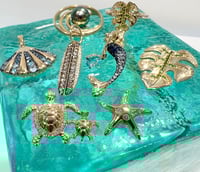 Image 2 of 14k solid gold Hawaiian design (wave, seashell , surfboard, monstera, mermade, turtle, starfish)
